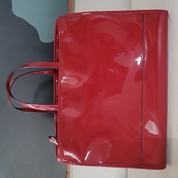 Who What Wear Large Red Patent Tote - Picture 6 of 9